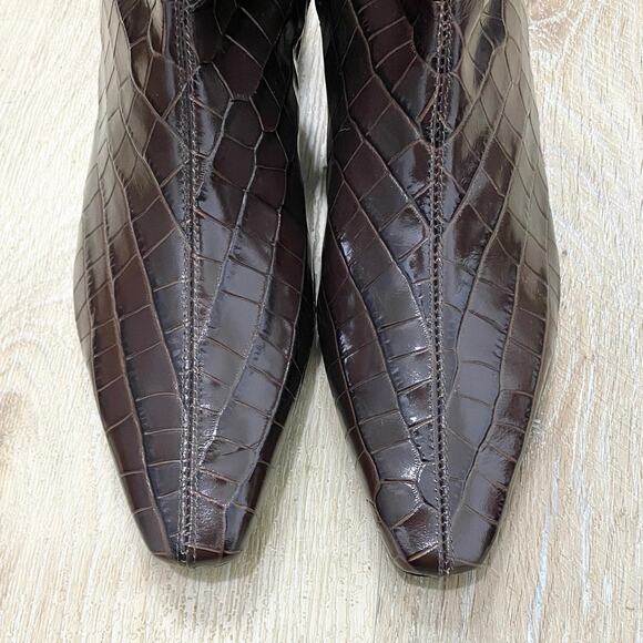 Staud Crocodile Embossed Leather Boots In Dark Brown 9 NWOB - Picture 6 of 6
